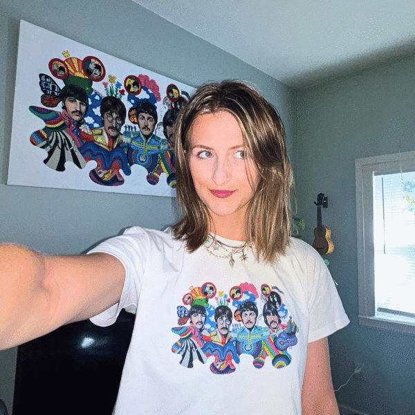 BEATLES white crop top